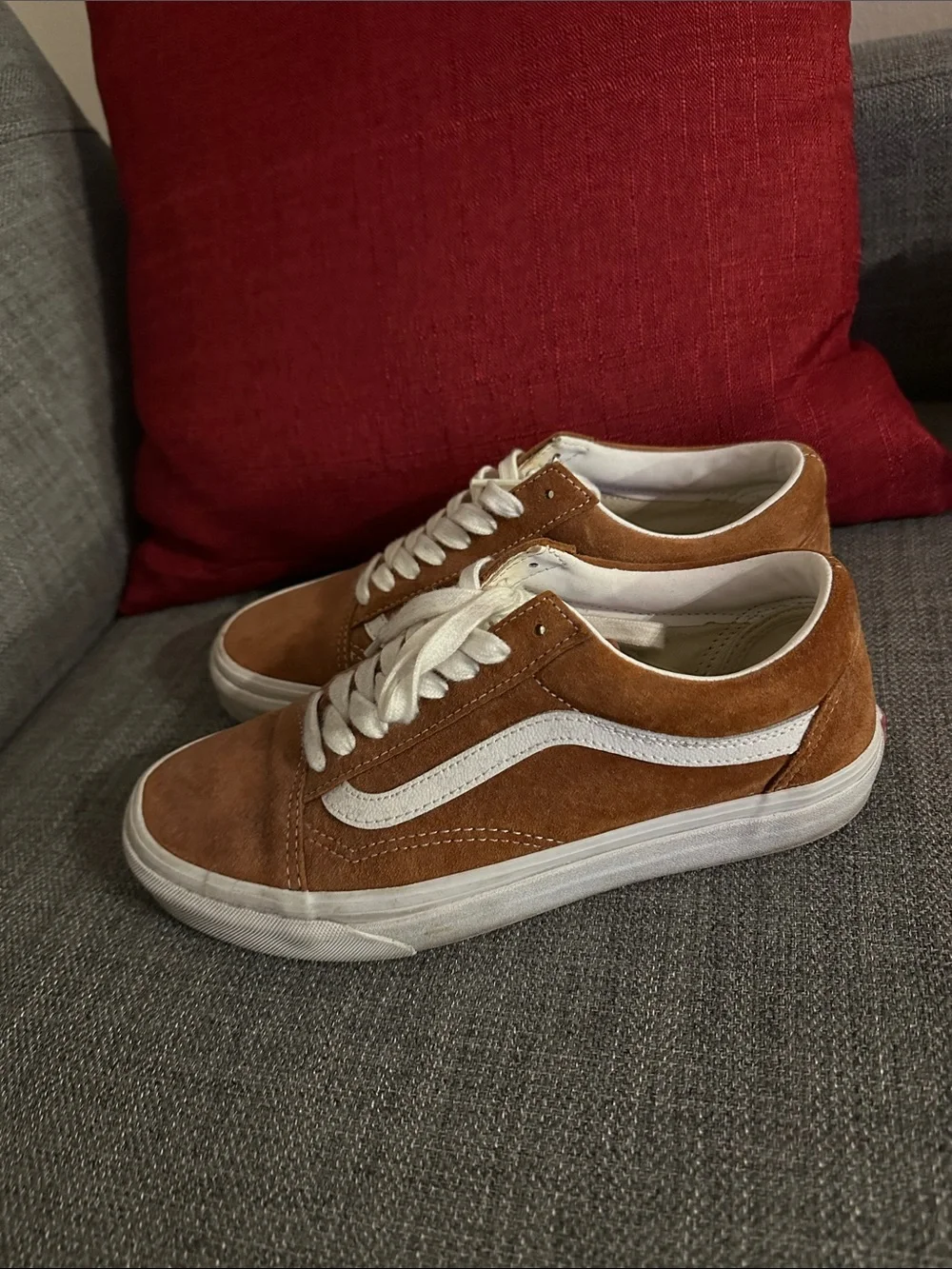 Vans Men's Suede Sneakers in Brown with White Stripe